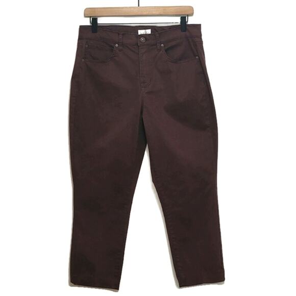 Nicole Miller Soho High Rise Cropped Burgundy Red Skinny Pant Casual Summer 10 - Picture 9 of 9